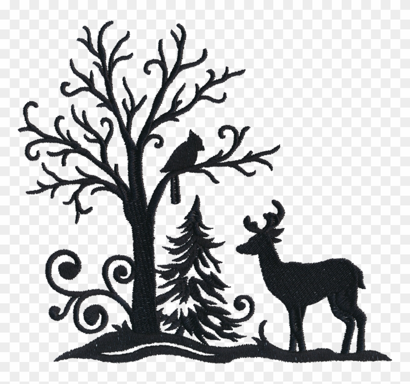 Winter Deer Scene - Silhouette #1594429