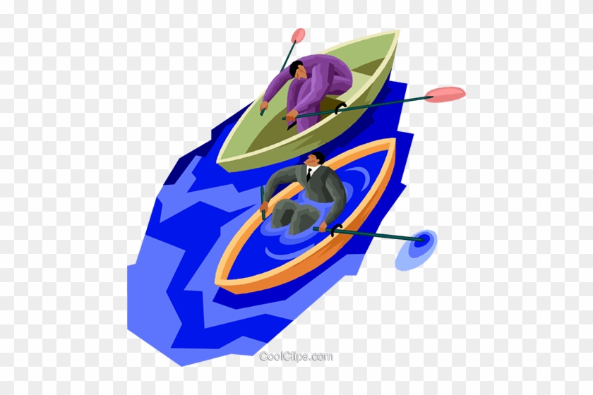 Two Men In A Boat Race Royalty Free Vector Clip Art - Boat Race Clip Art #1594494