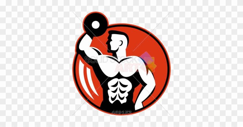 Stock Illustration Of Logo Round Red Circle With Body - Body Builder Vector Png #1594538