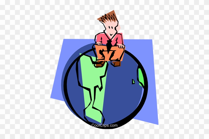 Sitting On Top Of The World Royalty Free Vector Clip - Cartoon #1594702