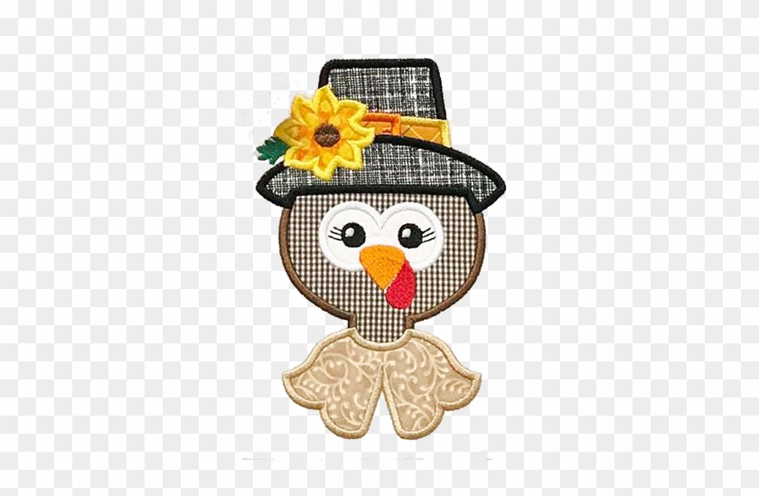 Pilgrim Girl Turkey Applique - Cartoon #1595422