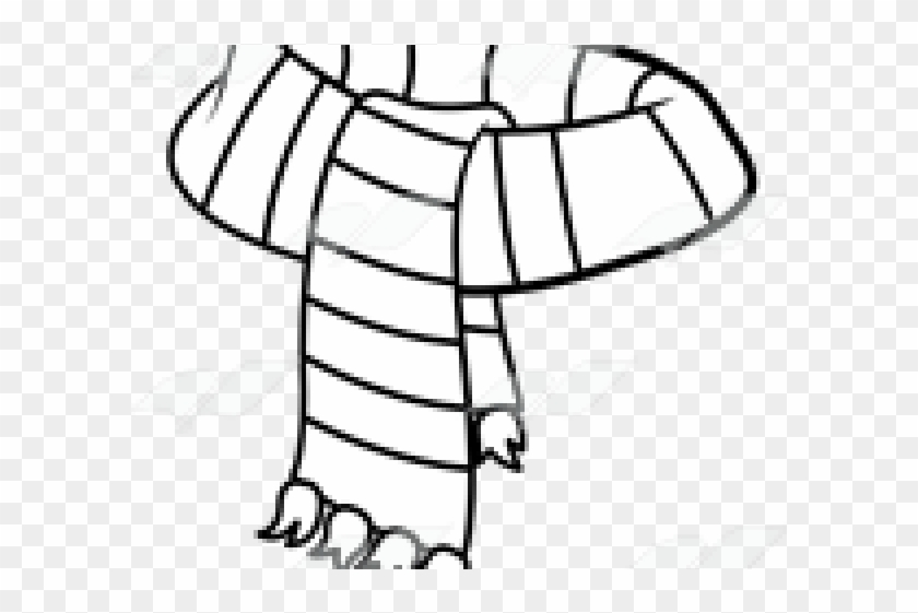 Scarf Clipart Stripy - Clipart Long Scarf Black And White #1595480