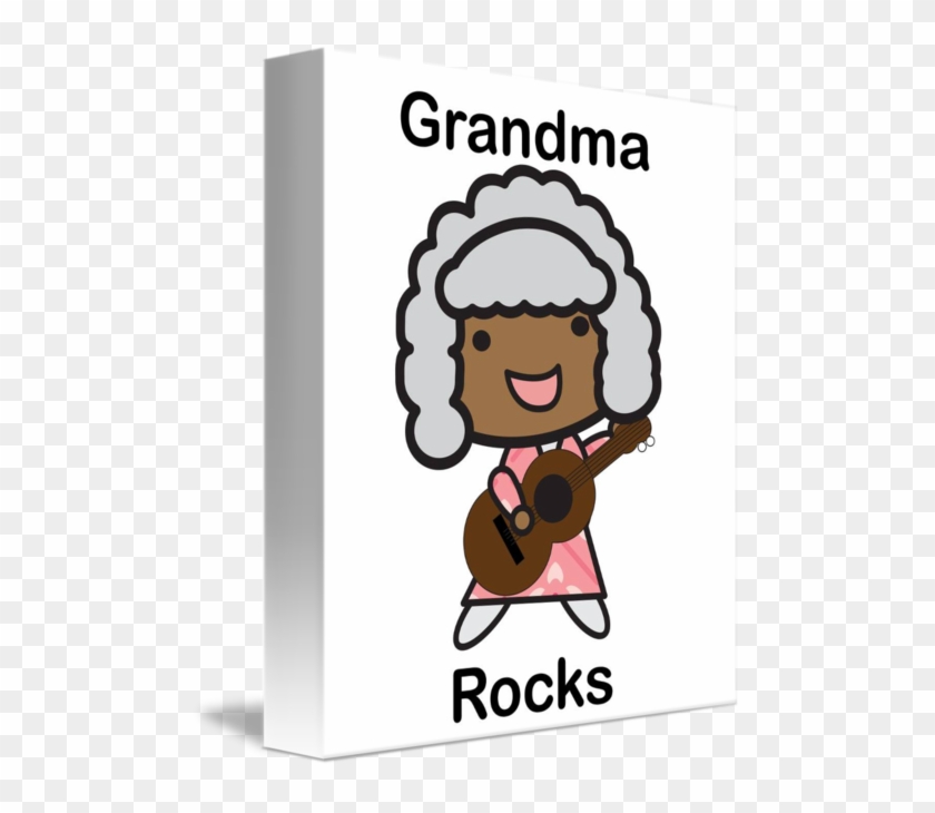 Black Grandma Rocks Guitar Cute By Valerie Waters - Cartoon #1595790