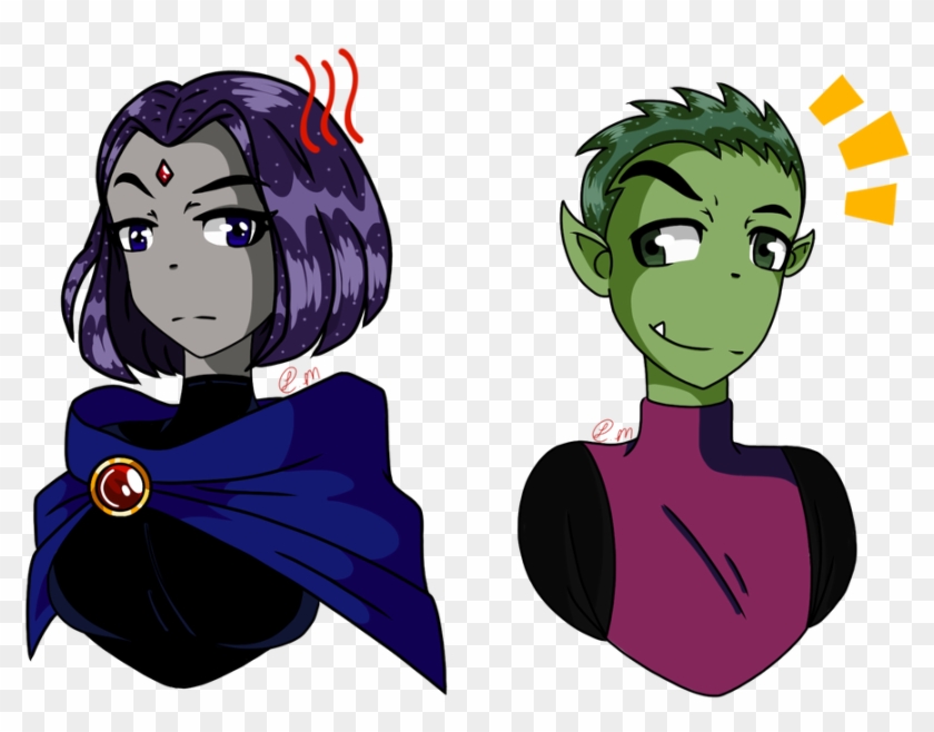 Raven X Beast Boy Teen Titans Drawn By Me By Fnafanimeart112 - Teen Titans Raven X #1596091