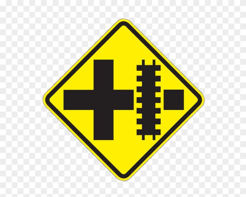 Highway Rail Crossing Sign Clipart Rail Transport Train - Railroad Crossing Road Sign #1596204