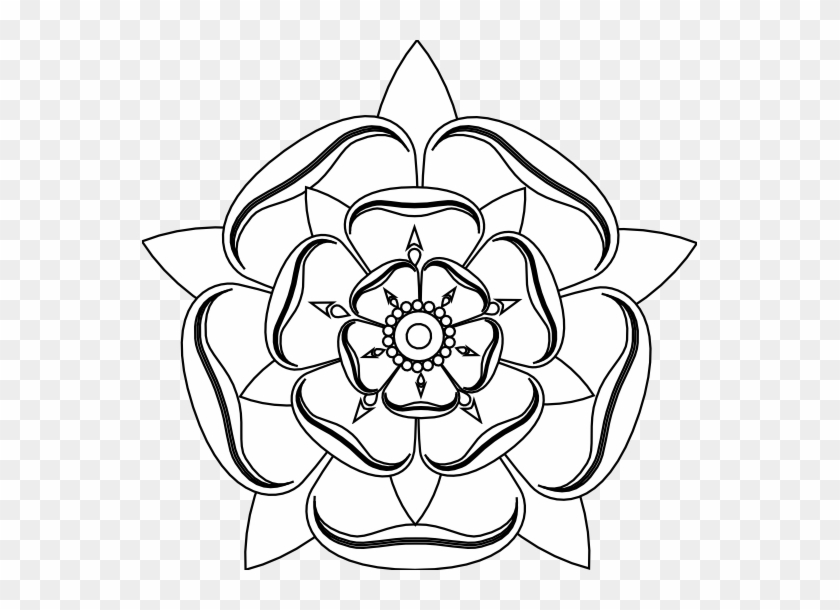 Line Art Flowers - Tudor Rose To Colour #1596445