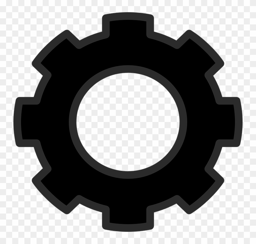 Single Clipart Cog - Black White Cog #1596982