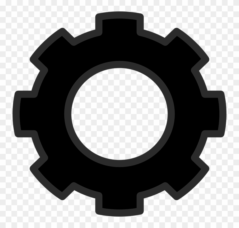 Single Clipart Cog - Black White Cog #1596982