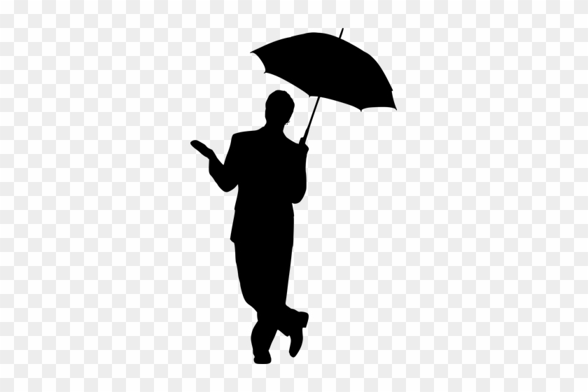 Silhouette, Man, Umbrella, Business Silhouette Images, - Man With Umbrella Silhouette #1596992