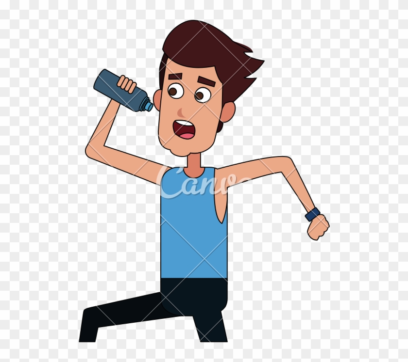 Man Drinking Water While Running Cartoon - Guy Drinking Water Cartoon #1597825