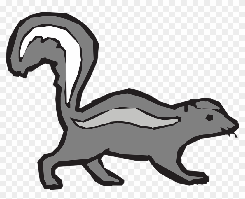 Gray, Stripes, Walking, Skunk - Striped Skunk Clipart #1597914