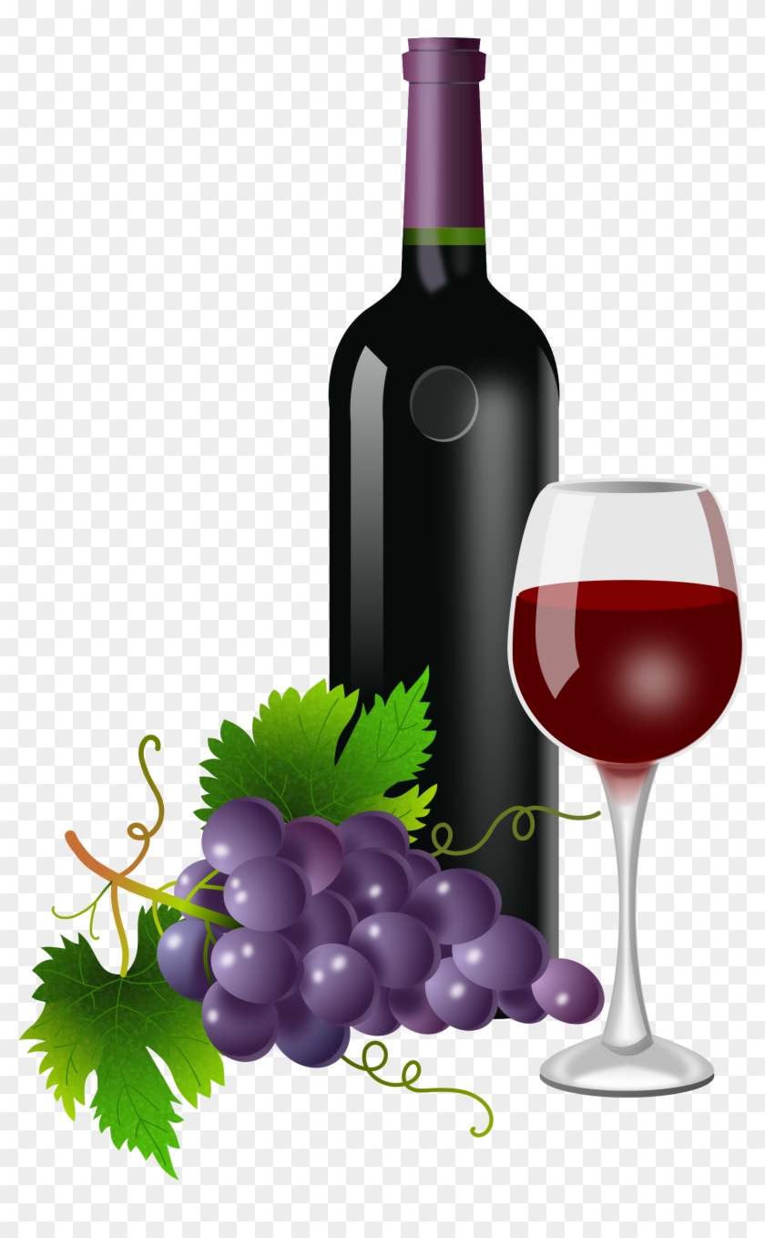 Wine Grape Vine Border - Wine Bottle With Grape #1598105