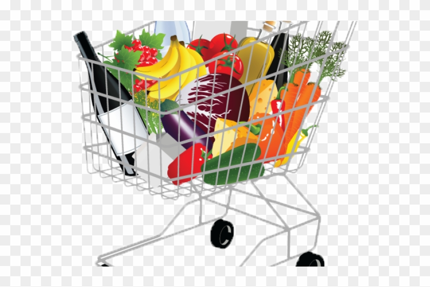 Basket Clipart Grocery Shopping - Supermarket Shopping Cart Png #1598124