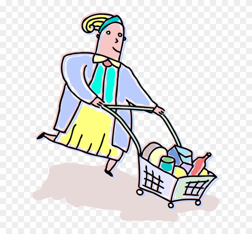 Vector Illustration Of Supermarket Grocery Store Shopper - Vector Illustration Of Supermarket Grocery Store Shopper #1598141