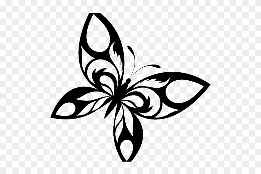 Gothic Clipart Tattoo Border - Tribal Black And White Butterfly #1598242