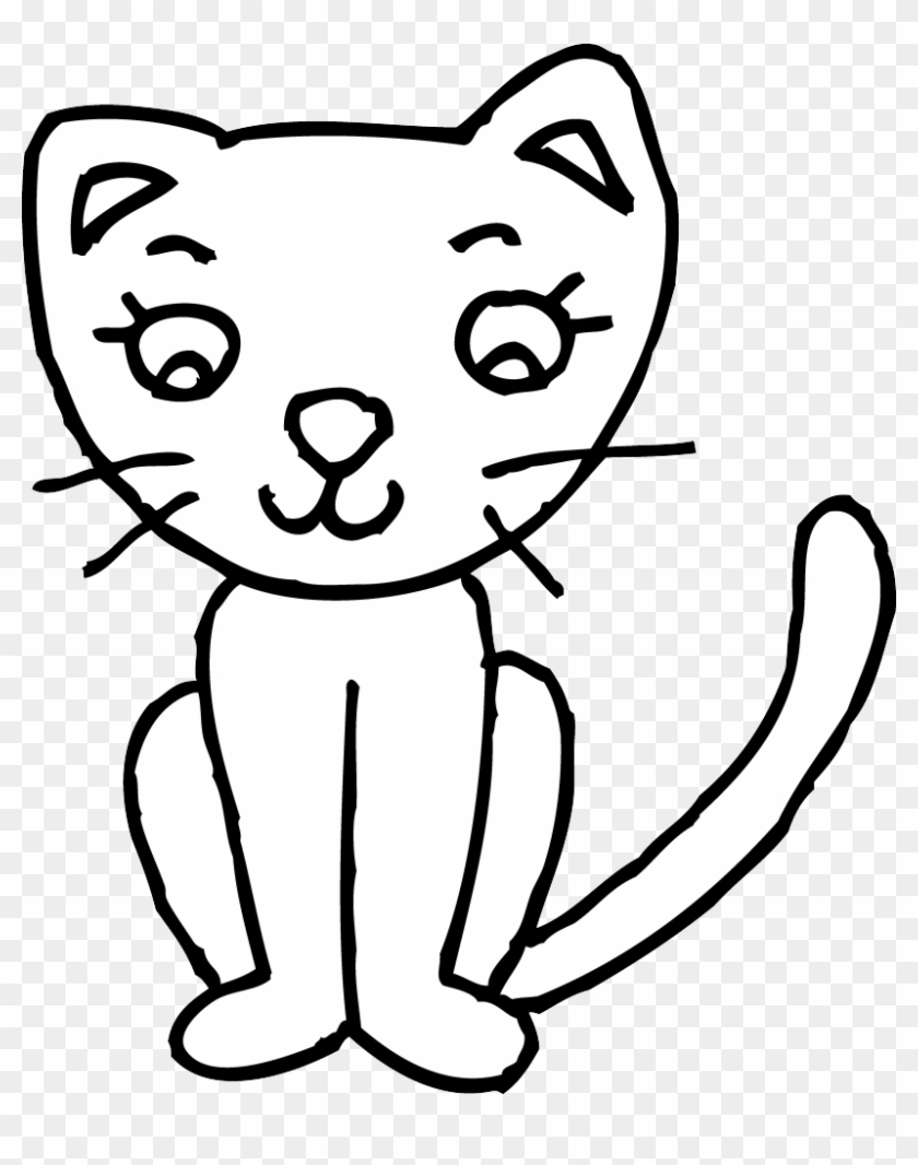 Cat Clipart Black And White - Cat Coloring Page Clipart #1598696