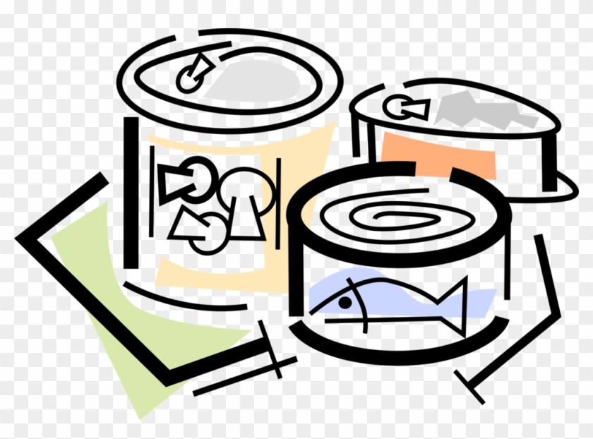 Vector Illustration Of Canned And Packaged Food Goods - Canned Goods Vector Transparent #1598986