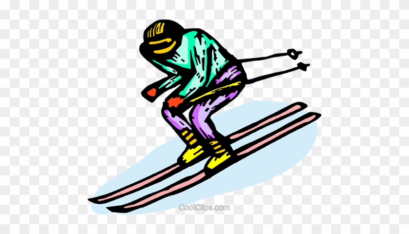 Downhill Skier Royalty Free Vector Clip Art Illustration - Ski Fahrer Clipart #1599089