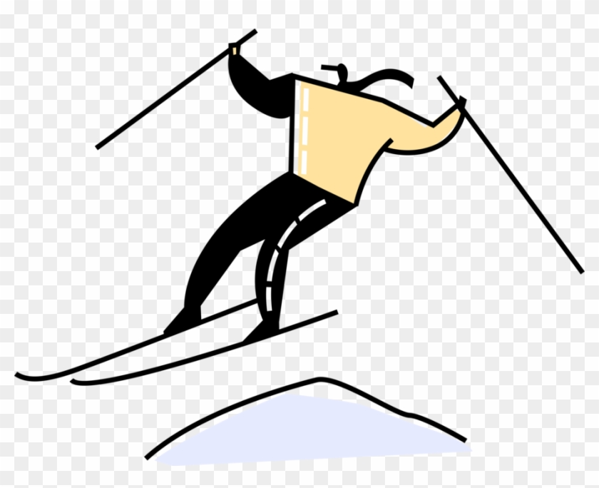 Vector Illustration Of Alpine Downhill Skier Jumps - Vector Illustration Of Alpine Downhill Skier Jumps #1599092