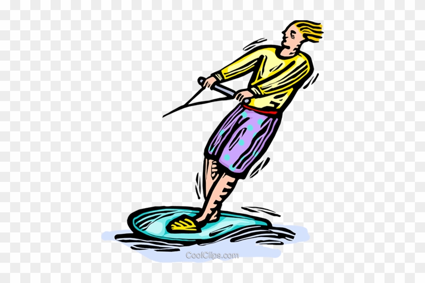 Man Water-skiing Royalty Free Vector Clip Art Illustration - Man Water-skii...