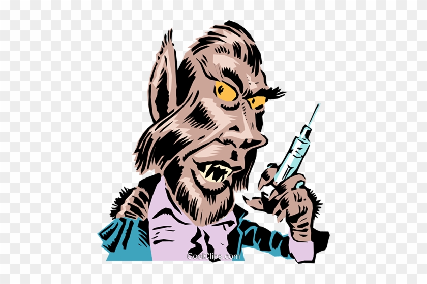 Cartoon Wolf Man Royalty Free Vector Clip Art Illustration - Scary Bookmarks #1599590