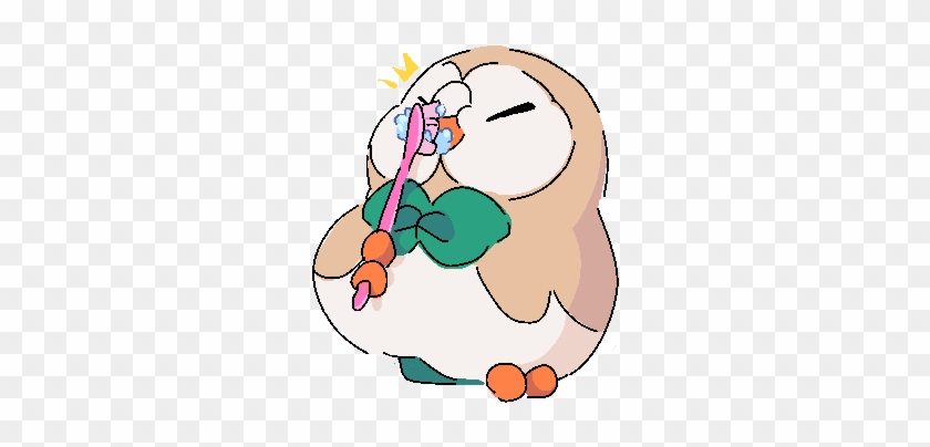 How About Rowlet Brushing His Teeth - Cartoon #1599654