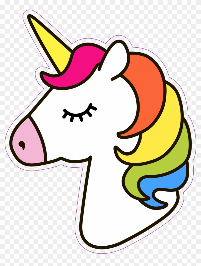 Beautiful Unicorn With Rainbow Mane Sticker - Easy Simple Unicorn Drawing #1599806