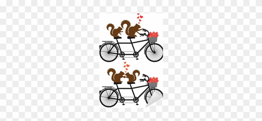 Squirrels In Love On Bicycle, Vector Sticker • Pixers® - Wedding Tandem Bike Clipart #1600027