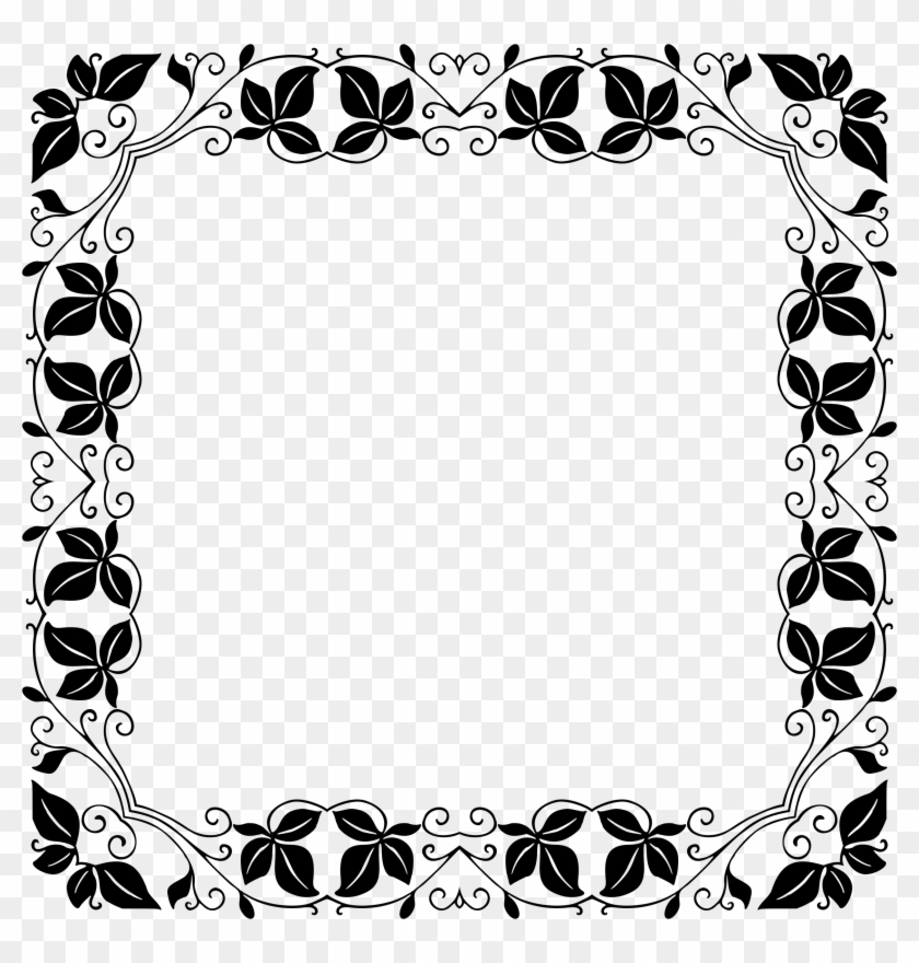 Design Clipart Side - Black And White Leaf Border Design Png #1600098