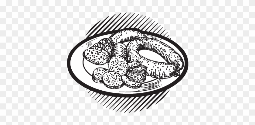 Main Menu - Sausages On Plate Black And White Clipart #1600162