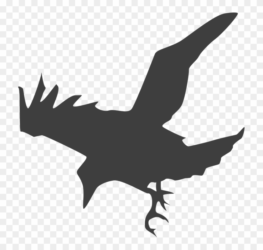 Crow Bird Black Fly Land Silhouette Grey - Raven Silhouette #1600409