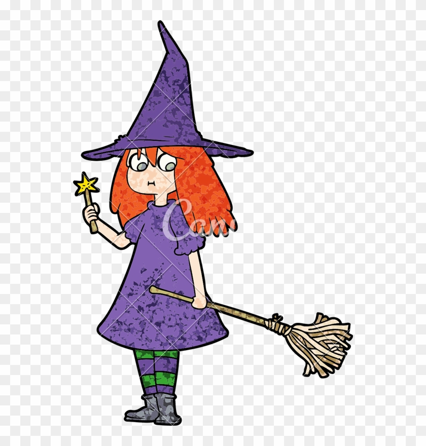 Cartoon Witch Girl With Broom - Witch #1600771