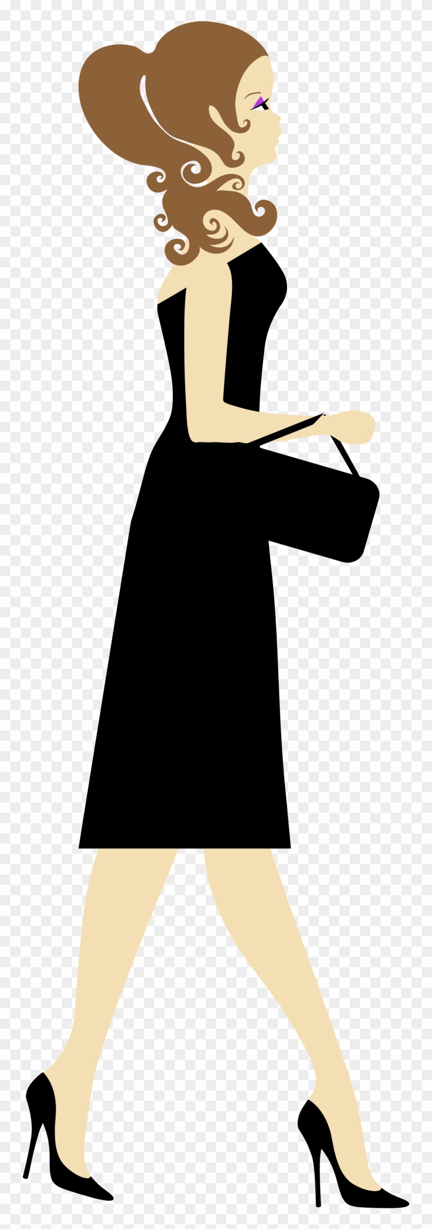 Big Image - Woman In Black Dress Clipart #1601117