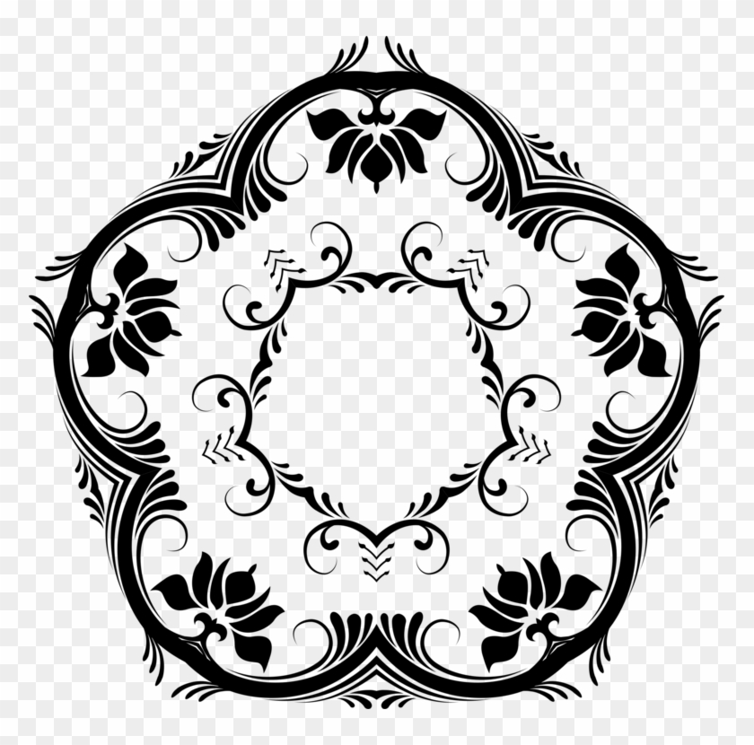 Ornament Floral Design Line Art Decorative Arts Circle - Vector Ornament #1601120