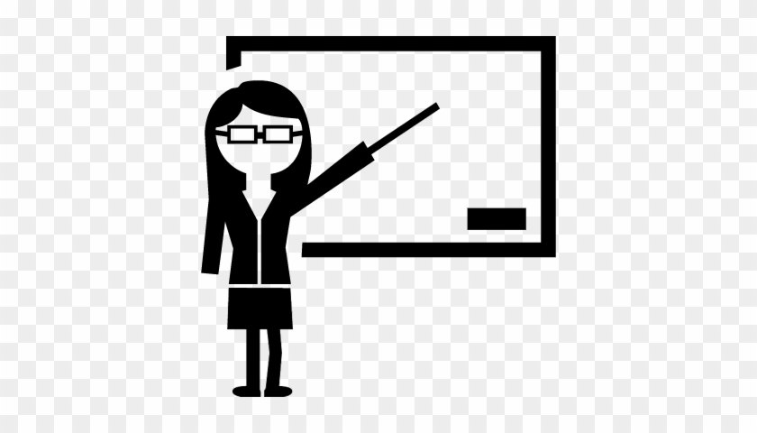 Teacher Showing On Whiteboard Vector - Teacher Black And White Png #1601138