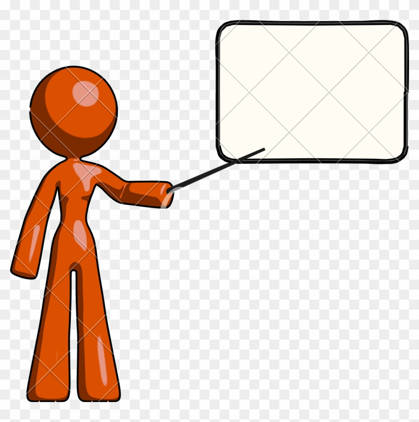 Mascot Woman Pointing At Dry-erase Board - Mascot Woman Pointing At Dry-erase Board #1601155