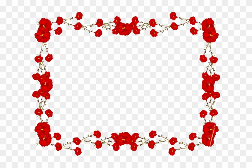 Carnation Clipart Border - Red Flower Frame Png #1601178