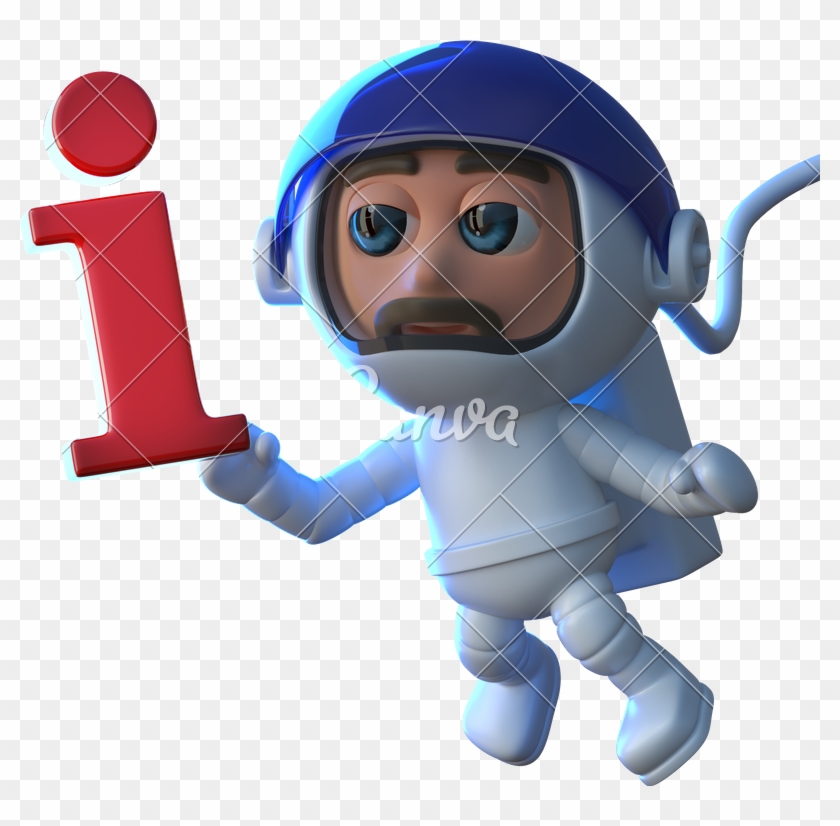 3d Cartoon Astronaut Floats In Space With An Information - Cartoon #1601206
