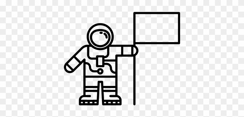 Astronaut And Flag Vector - Astronaut With Flag Png #1602010