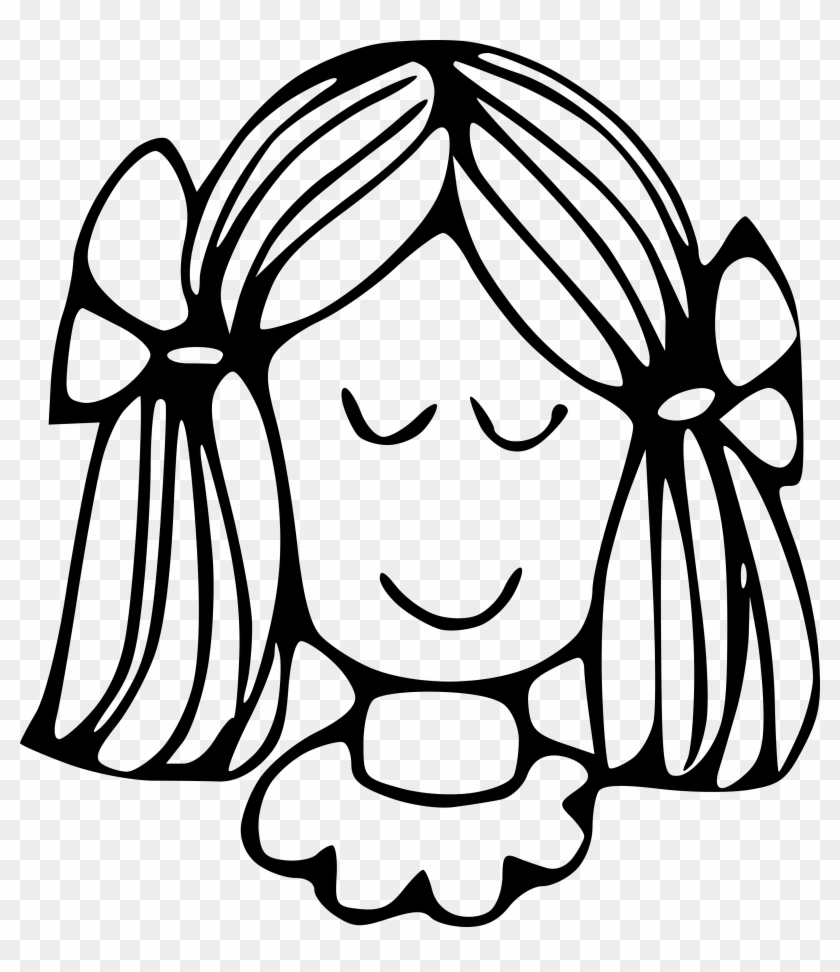 Mother Clipart Black And White - Girl Face Clip Art #1602084