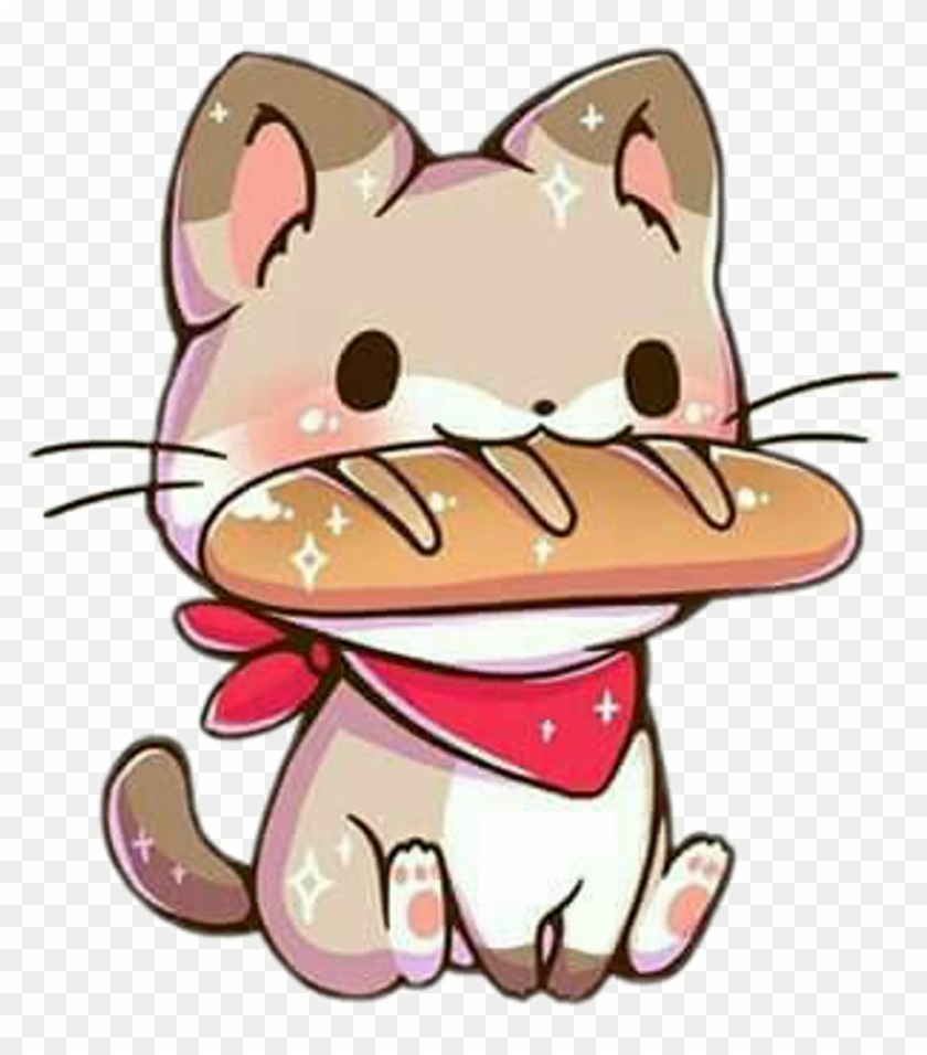 Freetoedit Cute Kawaii Cat French Bread Hat Baguette - Cute Kawaii Cat #1602285