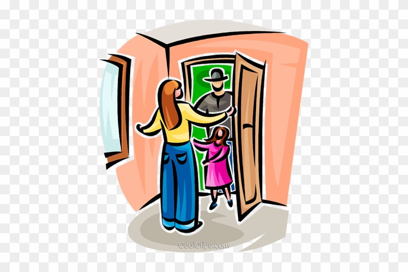 Greeting Family At The Door Royalty Free Vector Clip - Greeting Family At The Door Royalty Free Vector Clip #1602355