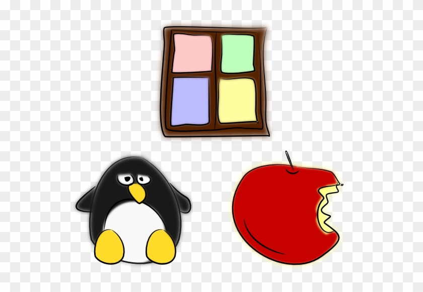 Window Penguin Apple Art 555px - Windows Linux Apple #1602909