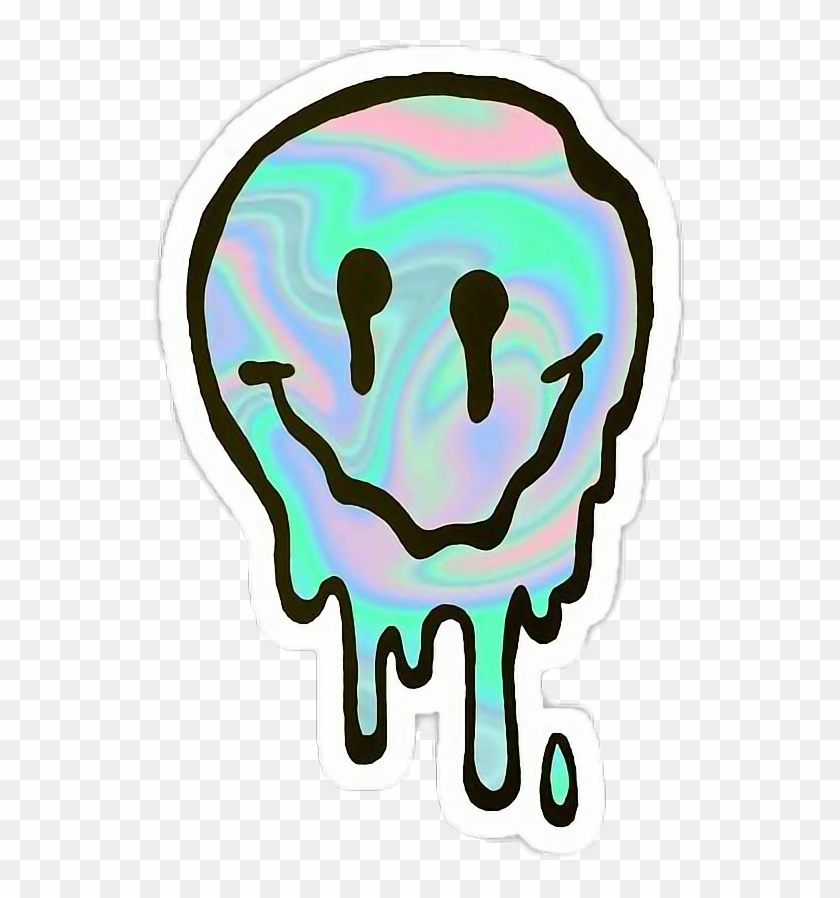 Trippy Smiley Face  Trippy Tumblr Aesthetic Glitch Cute Trendy Sticker   rredbubblepromotions