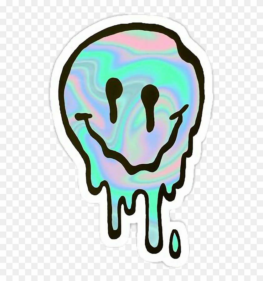 Tumblr Holographic Hologram Face Freetoedit Banner - Melting Smiley Face #1603202