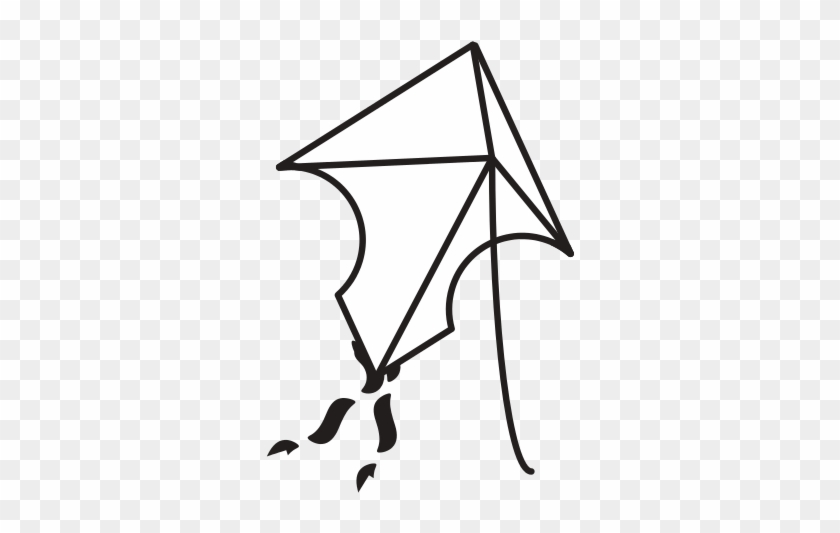 Beautiful Kite Flying Icon - Line Art #1603238