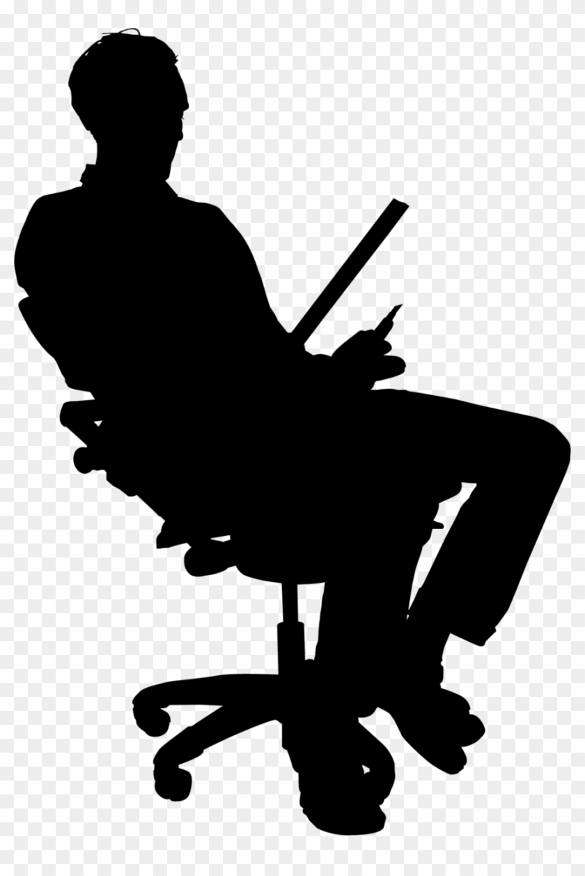 Sitting Man Silhouette - Person Sitting At Desk Png #1603278