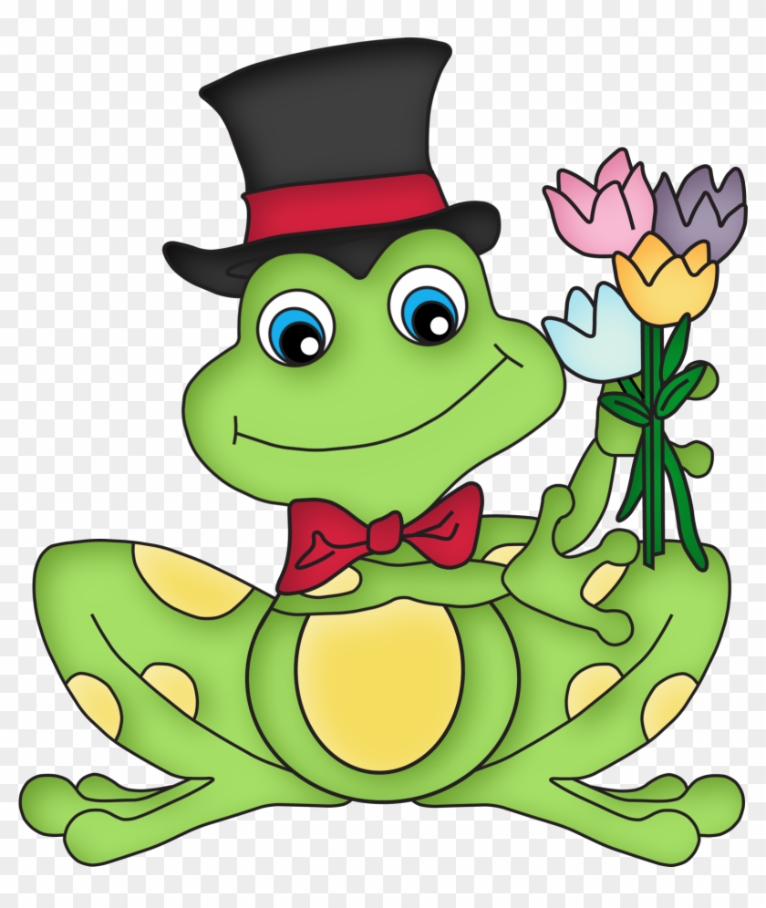 Frog W/a Top Hat & Flowers Frog And Toad, Window Art, - Frog #1603486