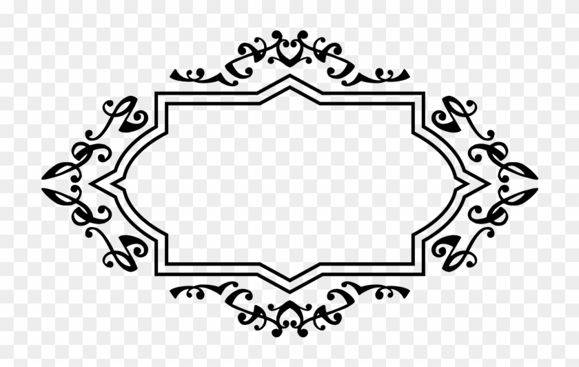 Fancy Label Png Name Tag Border Floral Black And White Free Transparent PNG Clipart Images 