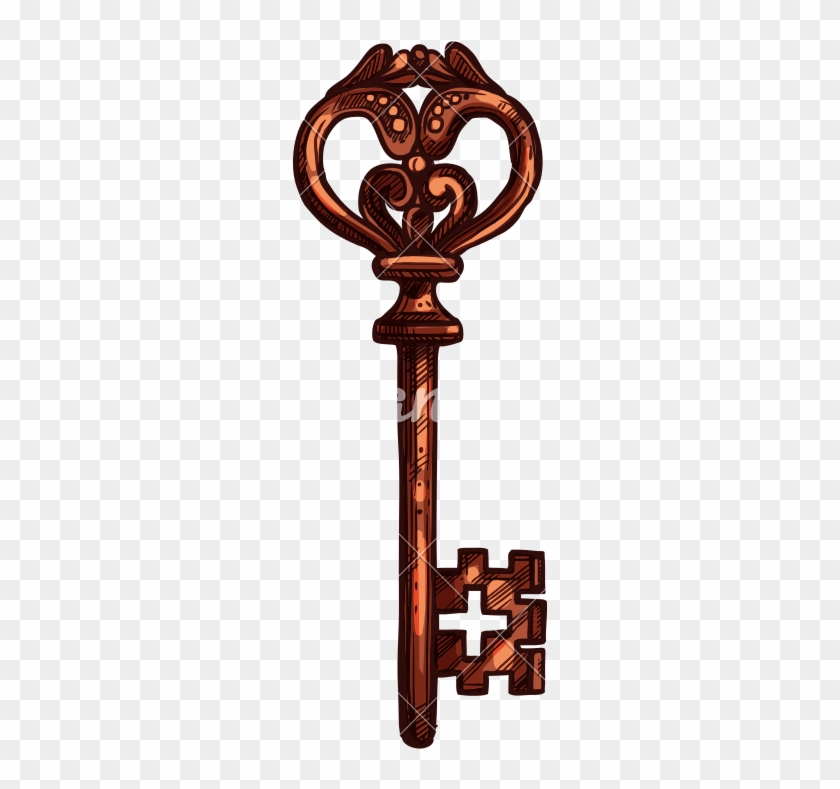 Old Vintage Door Key Vector Illustration Design - Old Vintage Door Key Vector Illustration Design #1603566